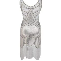Hurly-Burly White And Gold Sequined 1920's Dress 1920's Great Gatsby