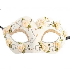 Trademart Cream Floral Masquerade Mask Costume Accessories