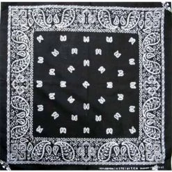 Hurly-Burly (b) Black With White Paisley Bandana Bandanas