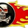 Hurly-Burly (D) Flaming Skull And Crossbones Belt Buckle