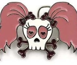 Hurly-Burly (D) Cute Skull With Pony Tails Belt Buckle Belts & Harnesses