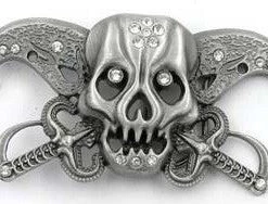 Hurly-Burly Skull With Pirate Swords Belt Buckle