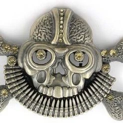 Hurly-Burly Skull & Crossbones With Bullet Necklace Belt Buckle