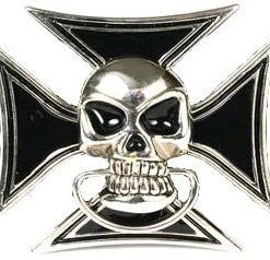 Hurly-Burly Skull In Iron Cross Belt Buckle