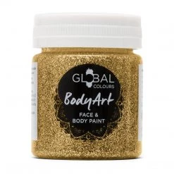 Global Colours Hair & Beauty Gold Glitter Global Body Art Face And Body Paint 45ml