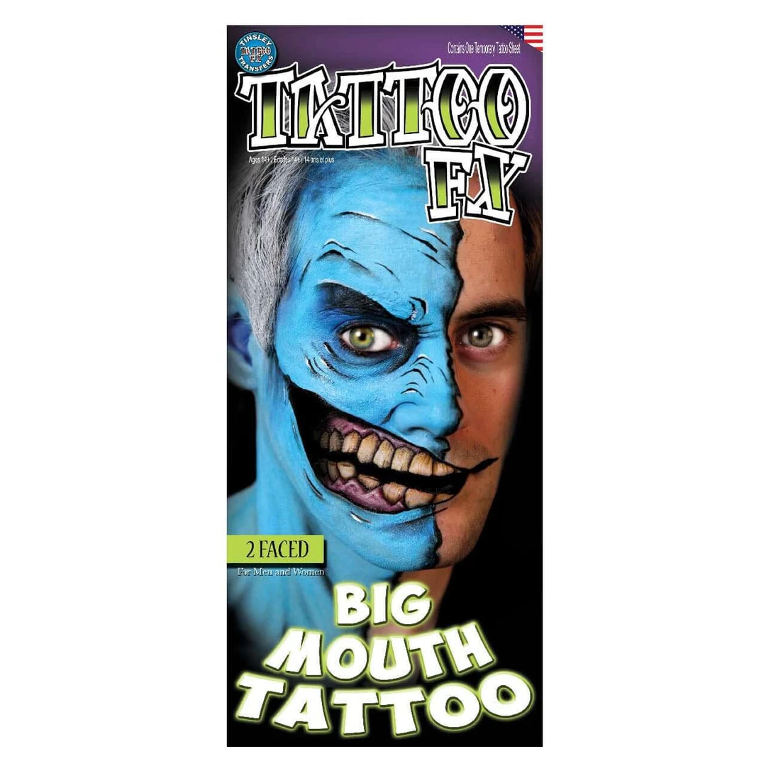Tinsley 2 Faced Big Mouth Temporary Face Tattoo 3 Tinsley 2 Faced Big Mouth Temporary Face Tattoo