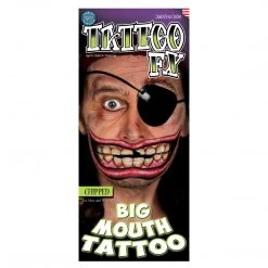Tinsley Chipped Big Mouth Temporary Face Tattoo