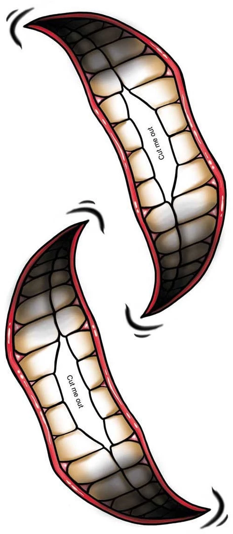 Tinsley Chompers Big Mouth Temporary Face Tattoo 4 Tinsley Chompers Big Mouth Temporary Face Tattoo