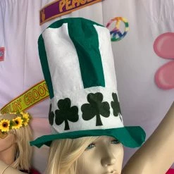 Hurly-Burly Soft Green & White Saint Patrick's Day Top Hat