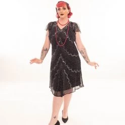 Thailand Elegant Beaded 1920's Dress In Black