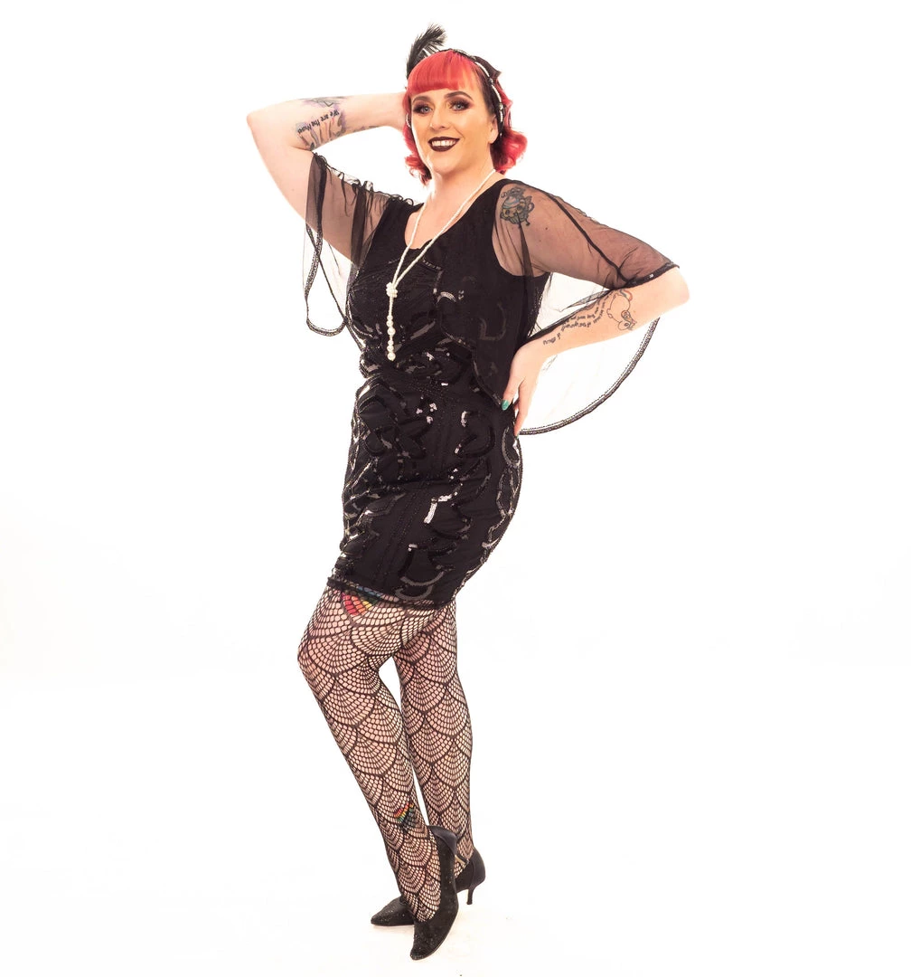 Thailand Dresses Classy Caped 1920's Dress In Black 4 Thailand Dresses Classy Caped 1920's Dress In Black