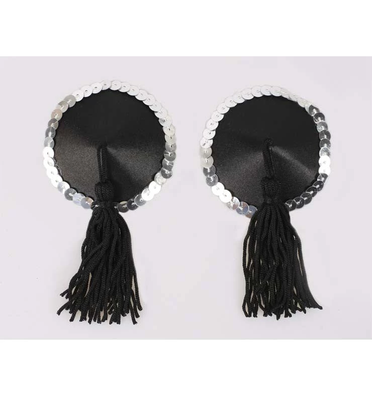 Malltop Black And Silver Round Nipple Tassels Nipple Pasties 3 Malltop Black And Silver Round Nipple Tassels Nipple Pasties