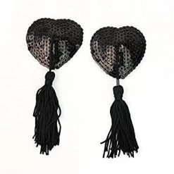AnneCart Heart Shaped Black Sequined Nipple Tassels