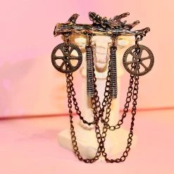 Hurly-Burly (j) Steampunk Brooch Log Mixed Metals