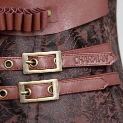 Malltop Corsets Brown Jacquard Corset Strap And Chain