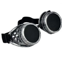 Malltop Brushed Silver Steampunk Goggles