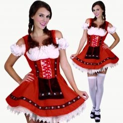 Sweidas Oktoberfest Costumes And Accessories Red Alpine Girl Costume
