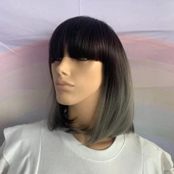 Bell's Wigs Ombre Black To Dark Grey Deluxe Bob Wig