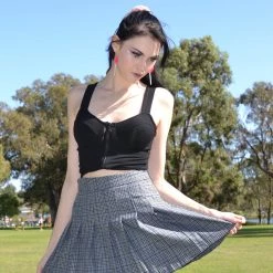 Thailand Grey Plaid Skirt Skirts