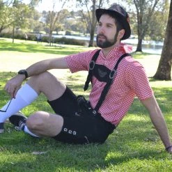 Hurly-Burly Oktoberfest Costumes And Accessories Black Authentic Leather German Lederhosen