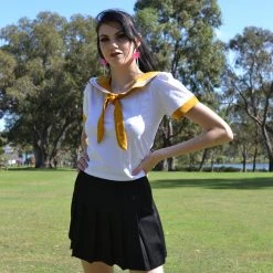 Hurly-Burly Yellow And White Anime Sailor Top Anime & Video Games