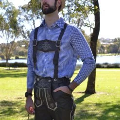 Hurly-Burly Long Authentic Leather German Lederhosen Oktoberfest Costumes And Accessories