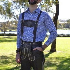 Hurly-Burly Long Authentic Leather German Lederhosen Oktoberfest Costumes And Accessories