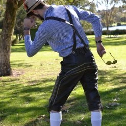 Hurly-Burly Long Authentic Leather German Lederhosen Oktoberfest Costumes And Accessories