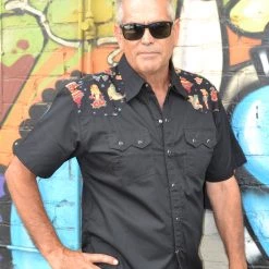 Hurly-Burly Short Sleeved Tattoo Inspired Button Down Shirt