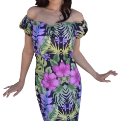 Hurly-Burly Vintage Styled Tropical Print Wiggle Dress