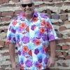 Hurly-Burly Red And Purple Hibiscus Button Down Shirt