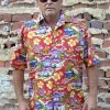 Hurly-Burly Red Hawaiian Car Print Button Down Shirt