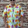 Hurly-Burly Orange And Purple Hibiscus Print Button Down Shirt
