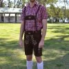 Hurly-Burly Chocolate Brown Authentic Leather German Lederhosen Oktoberfest Costumes And Accessories