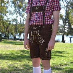 Hurly-Burly Chocolate Brown Authentic Leather German Lederhosen Oktoberfest Costumes And Accessories