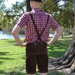 Hurly-Burly Chocolate Brown Authentic Leather German Lederhosen Oktoberfest Costumes And Accessories