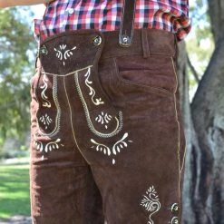 Hurly-Burly Chocolate Brown Authentic Leather German Lederhosen Oktoberfest Costumes And Accessories