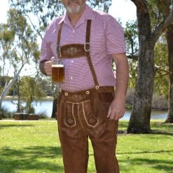 Hurly-Burly Light Brown Authentic Leather Long Lederhosen