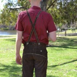 Hurly-Burly Deep Brown Authentic Embroidered Leather German Lederhosen