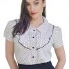 Hurly-Burly (D) Ladies White Polkadot Blouse Tops & Tees