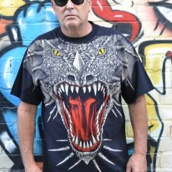 Hurly-Burly (D) Dragon Print Short Sleeved T-Shirt