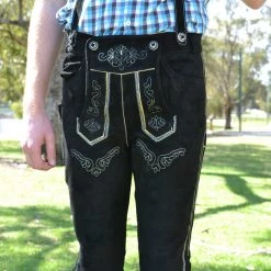 Hurly-Burly Black Authentic Leather Long Lederhosen