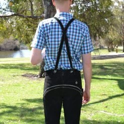 Hurly-Burly Black Authentic Leather Long Lederhosen