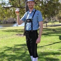 Hurly-Burly Black Authentic Leather Long Lederhosen