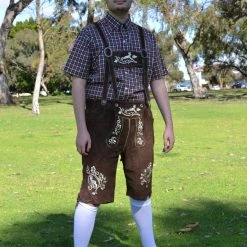 Hurly-Burly Deep Brown Authentic Embroidered Leather German Lederhosen