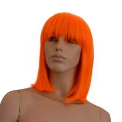 Bell's Wigs Deluxe Fluro Orange Bob Wig
