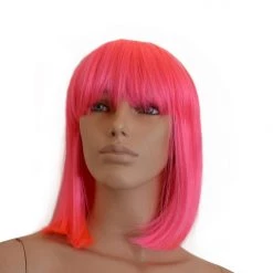 Bell's Wigs Deluxe Fluro Pink Bob Wig