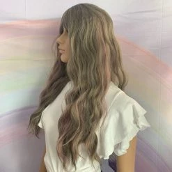 Bell's Wigs Grey And Purple Long Loose Wavy Wig