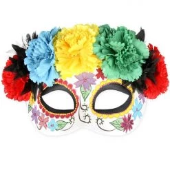 TomFoolery Day Of The Dead Floral Half Mask Halloween
