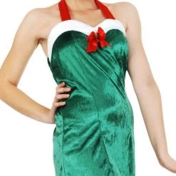 Tomfoolery Christmas Costumes Green Velour Elf Dress